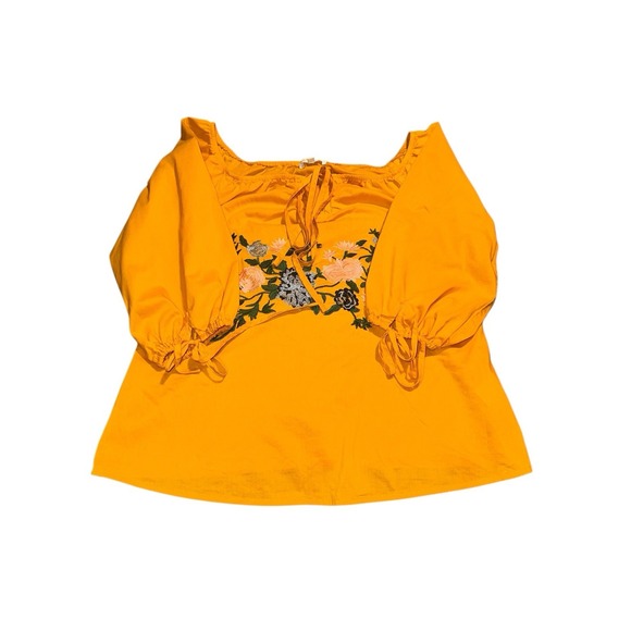 Lulumari Peasent/boho Embroidered Yellow Size Large Top - Picture 5 of 10